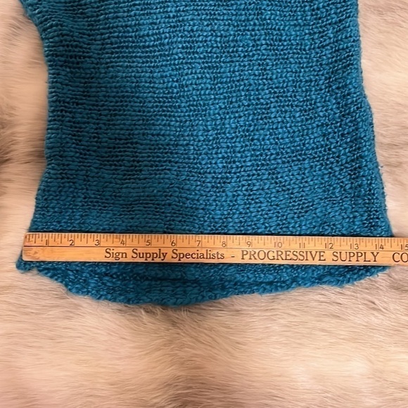 CALVIN KLEIN JEANS Small Teal Green Cowl Turtleneck Loose Knobby Knit Sweater - Picture 13 of 15